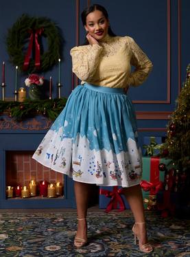 Her Universe Disney Mickey Mouse And Friends Snow Day Retro Skirt Plus Size Her Universe Exclusive, , hi-res
